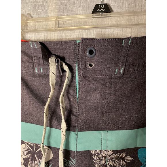 Mens Goodfellow and Co. Swim Bathing Trunks, 33 waist, Hawaiian Floral Aqua Gray - Picture 5 of 14